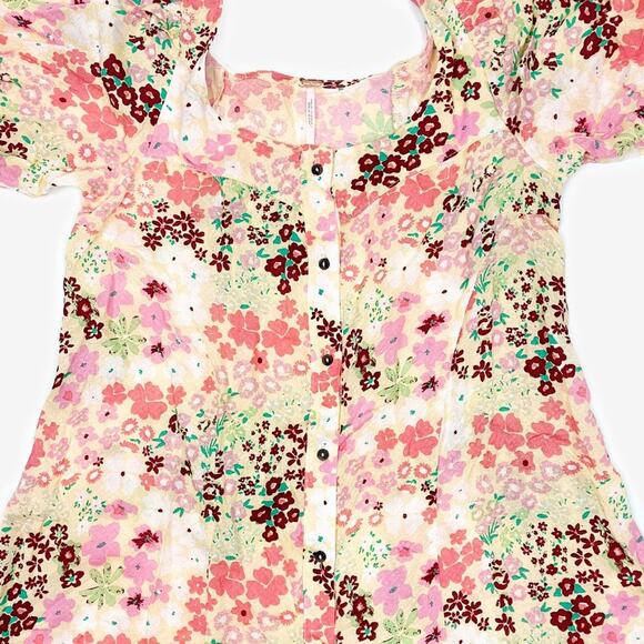 Free People Callie Floral Tunic Extra Small Vintage Combo Boho Cottage Soft Girl - Picture 7 of 14